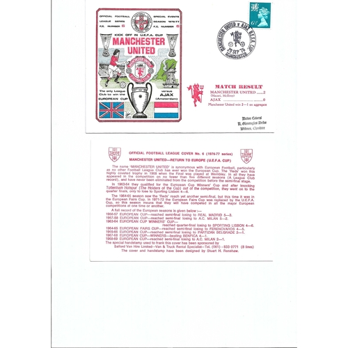 Manchester United v Ajax Football First Day Cover + Insert UEFA Cup 1976
