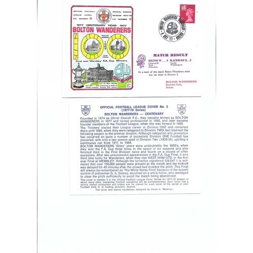Bolton Wanderers v Blackburn Rovers Football First Day Cover + Insert Centenary Year 1977