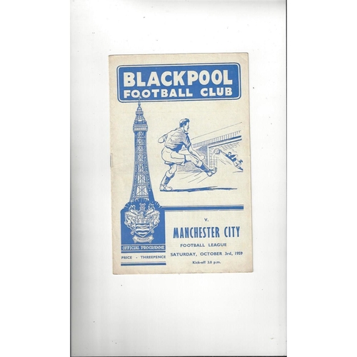 1959/60 Blackpool v Manchester City Football Programme