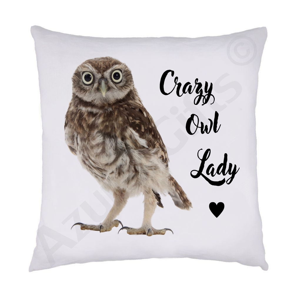 Crazy Owl Lady Cushion (Barn Owl)