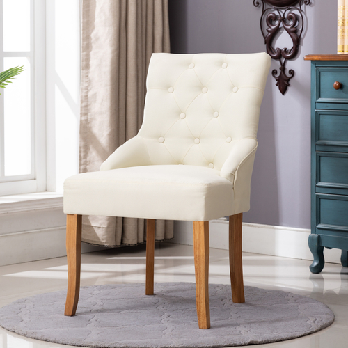 Adele Fabric Accent Chair Dining Chair Scoop Back (Cream  White)