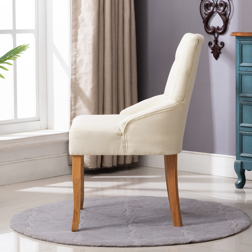 Adele Fabric Accent Chair Dining Chair Scoop Back (Cream  White)