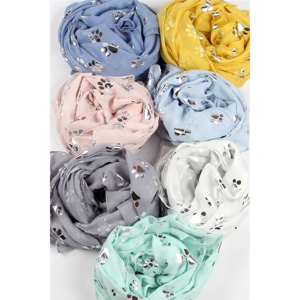 Grey Paw Foil Printed Scarf