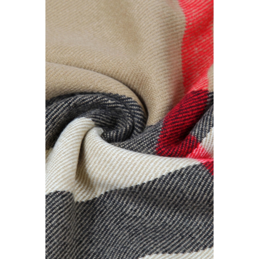 Tartan Print Pom Pom Scarf