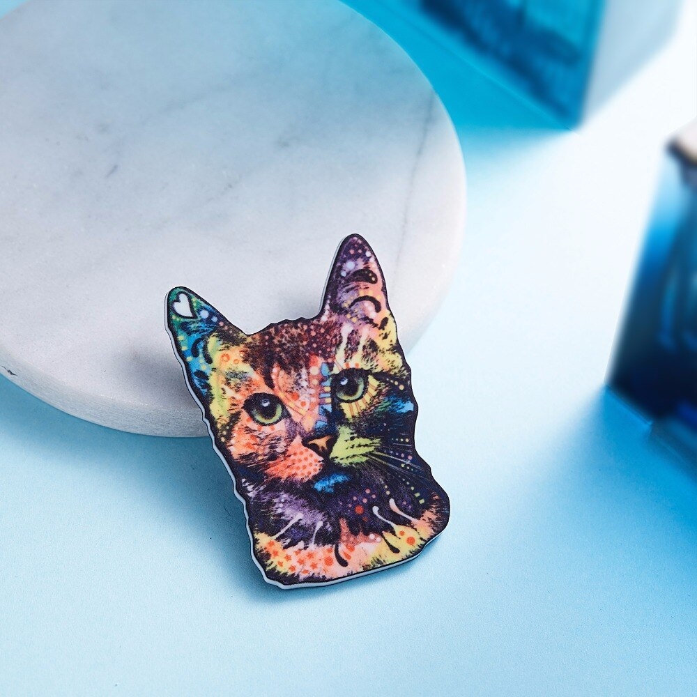 Floral Cat Face Brooch