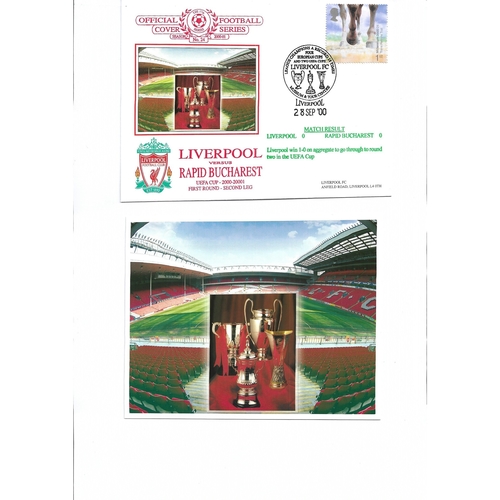 Liverpool v Rapid Bucharest Football First Day Cover + Insert UEFA Cup 2000