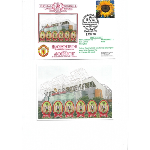 Manchester United v Anderlecht Football First Day Cover + Insert UEFA Champions League 2000