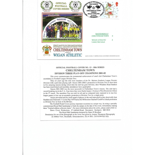 Cheltenham Town v Wigan Athletic Football First Day Cover + Insert 2002