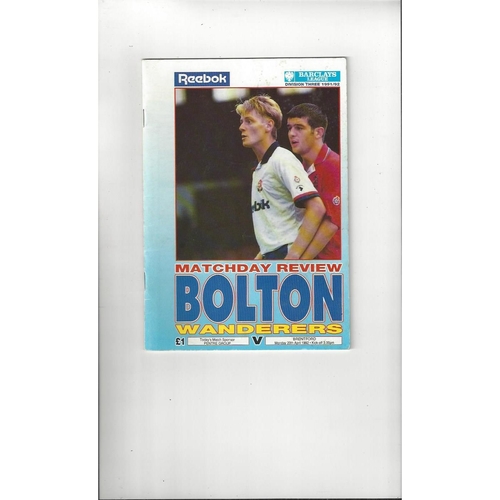 Bolton Wanderers Home Football Programmes