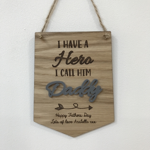 Large Oak “ HERO “ plaque