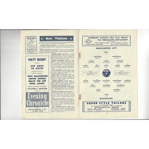 1948/49 Manchester City v Blackpool Football Programme