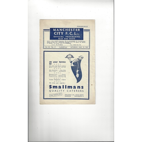 1948/49 Manchester City v Blackpool Football Programme