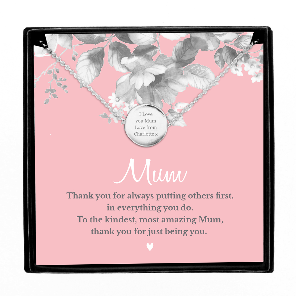 Personalised Mum Silver Tone Necklace and Box