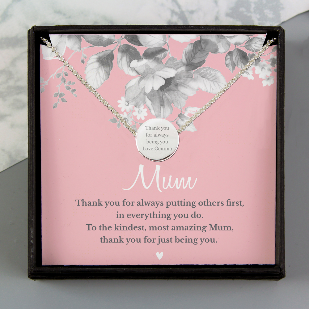 Personalised Mum Silver Tone Necklace and Box