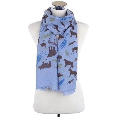 Blue Assorted Animal Scarf