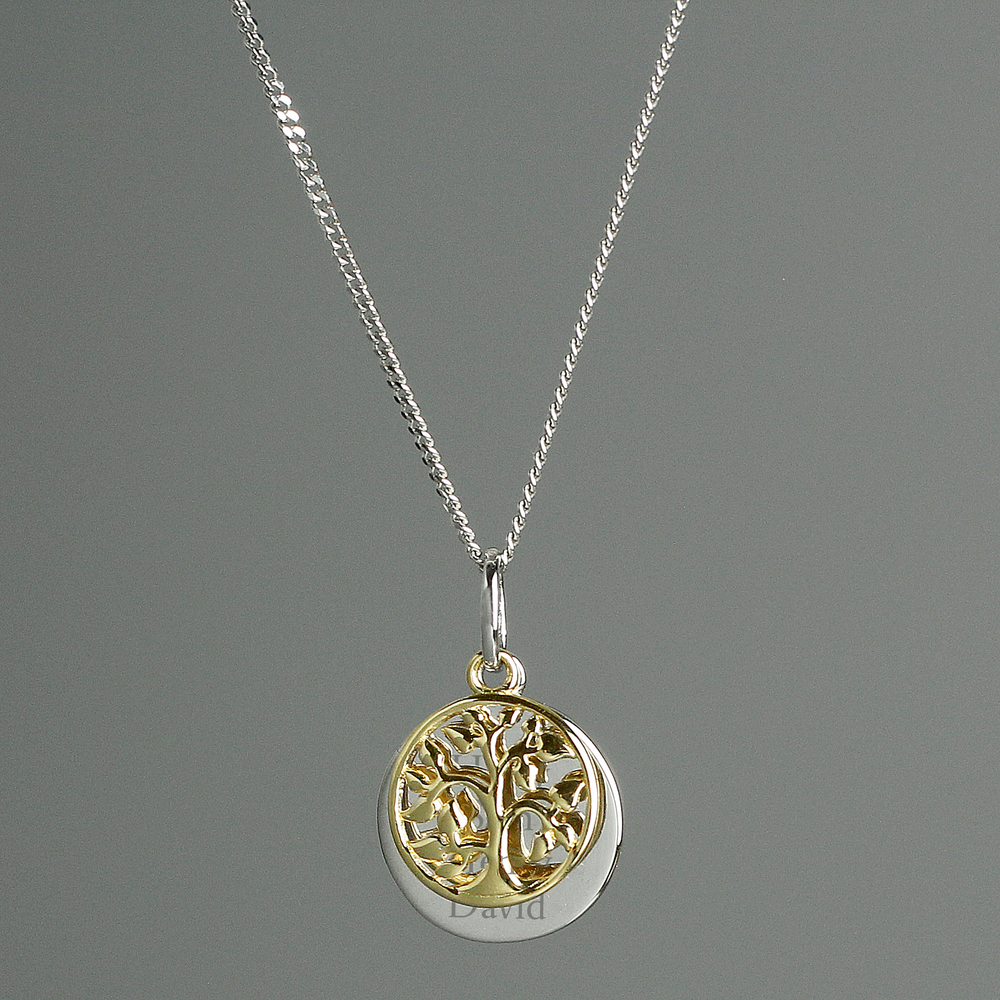 Personalised Sterling Silver & 9ct Gold Family Tree Necklace