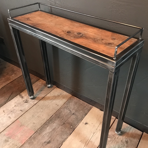 Industrial console table on castors