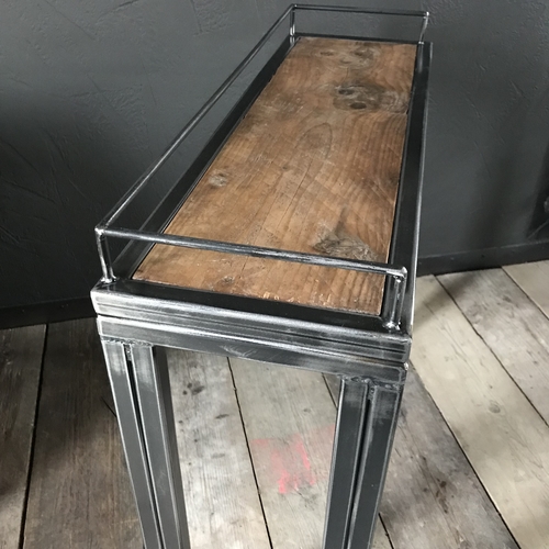 Industrial console table on castors
