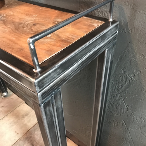 Industrial console table on castors