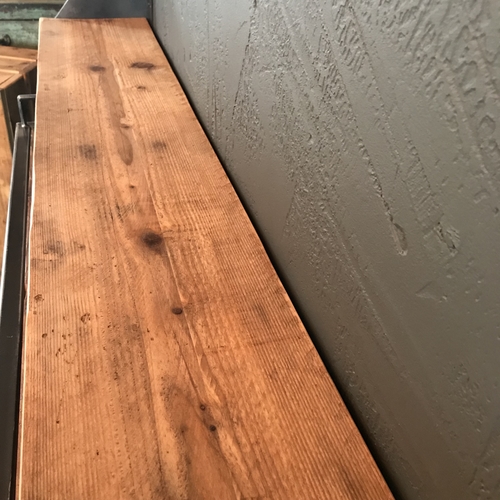 Rustic scaffold shelves with handmade bespoke metal brackets