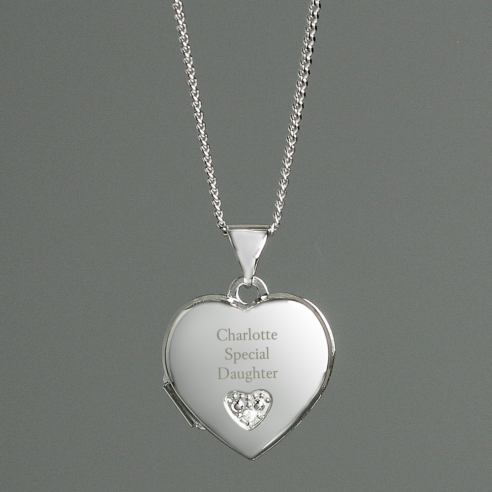 Personalised Children's Sterling Silver & Cubic Zirconia Heart Locket Necklace
