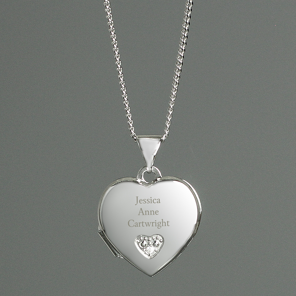 Personalised Children's Sterling Silver & Cubic Zirconia Heart Locket Necklace