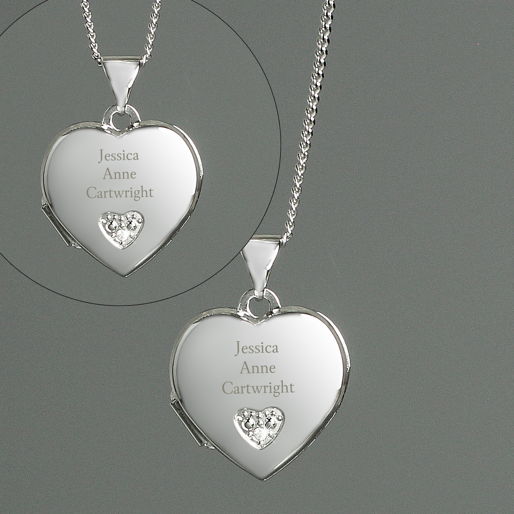 Personalised Children's Sterling Silver & Cubic Zirconia Heart Locket Necklace