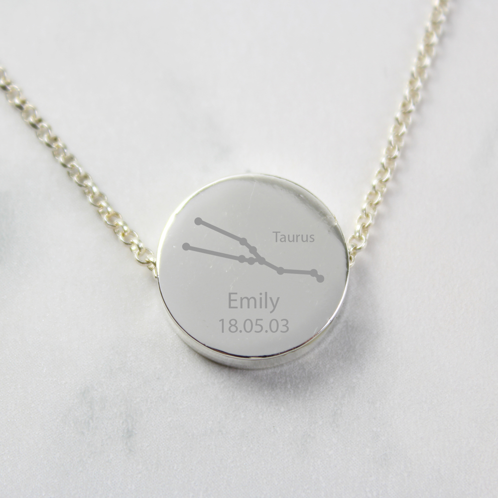 Personalised Sagittarius Zodiac Star Sign Silver Tone Necklace (November 22nd - December 21st)