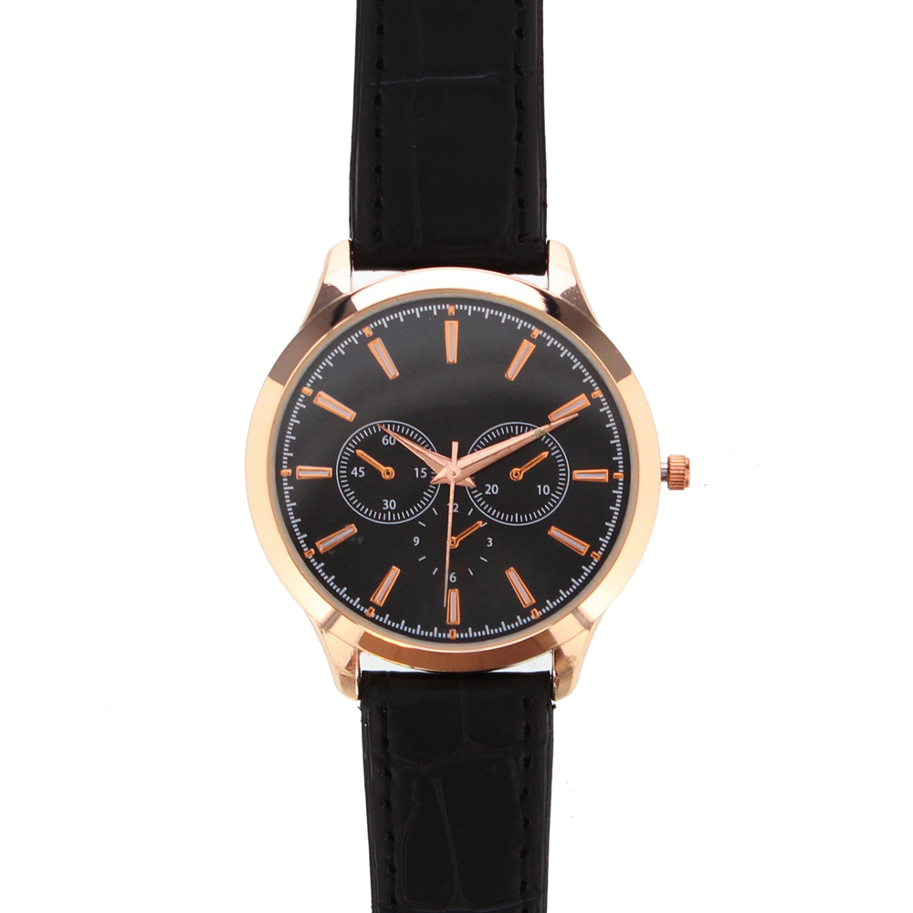 Personalised Mens Rose Gold Watch with Black Strap
