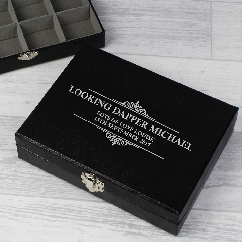 Personalised Large Cufflink Compartment Box
