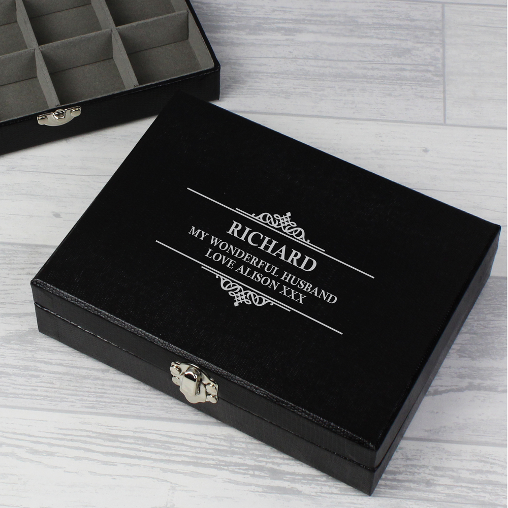 Personalised Large Cufflink Compartment Box