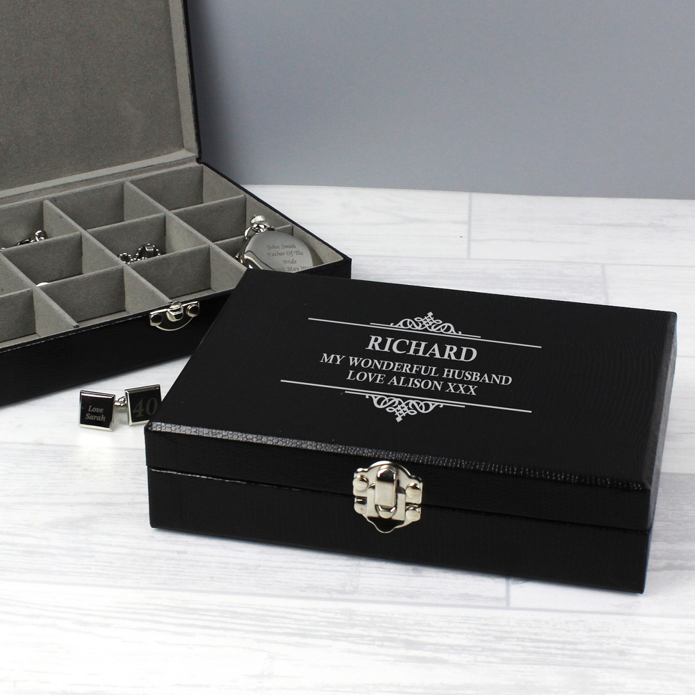 Personalised Large Cufflink Compartment Box