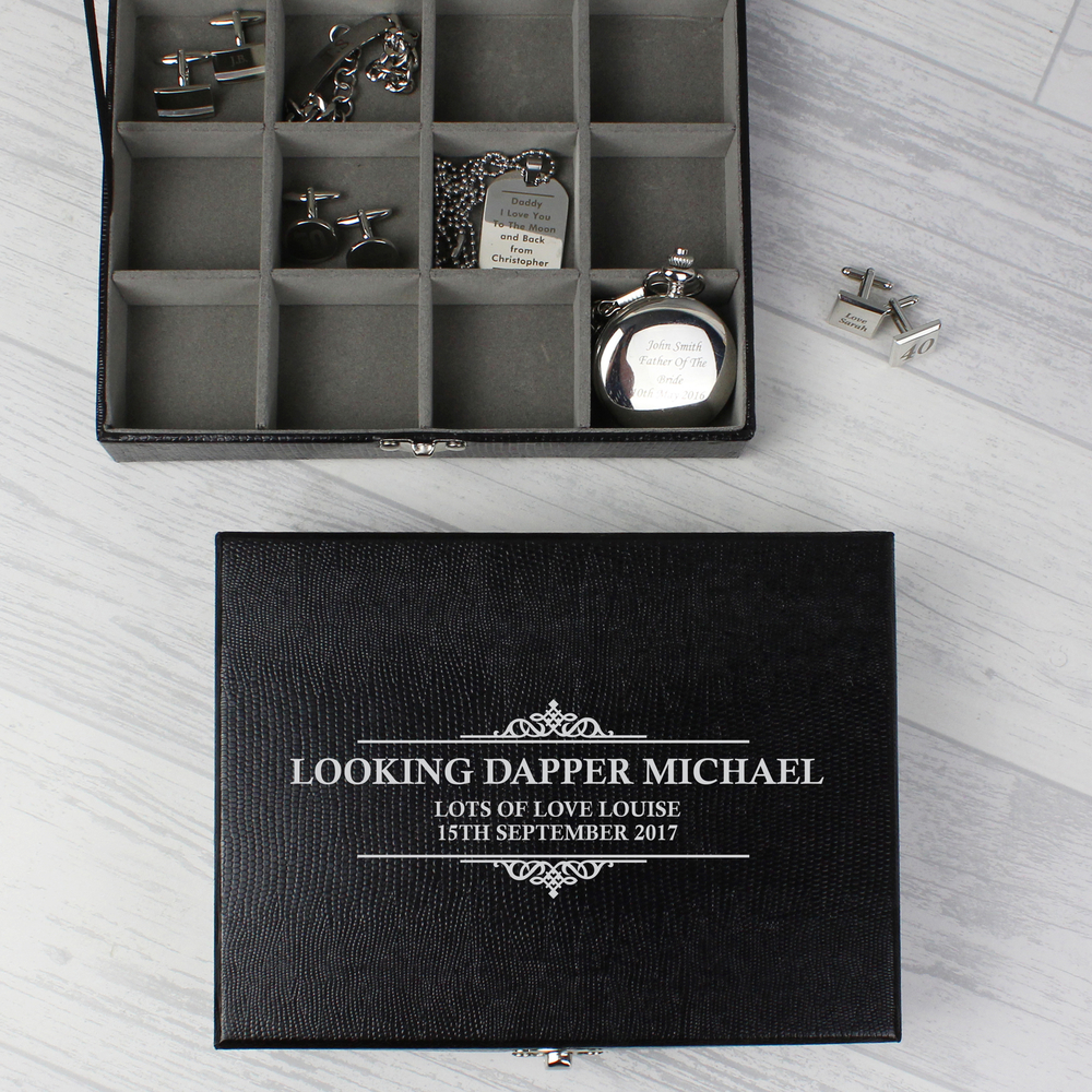 Personalised Large Cufflink Compartment Box