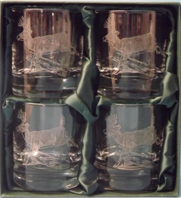 Engraved Whisky Glasses x 4