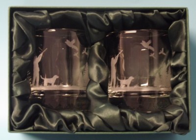 Engraved Whisky Glasses x 2
