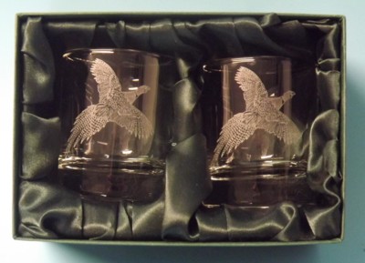 Engraved Whisky Glasses x 2
