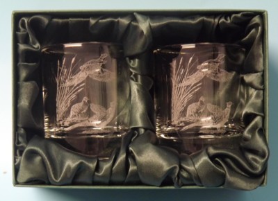 Engraved Whisky Glasses x 2