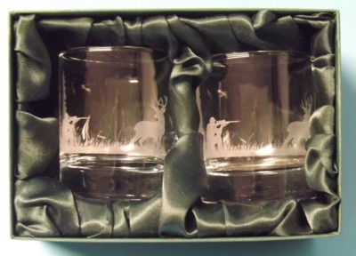 Engraved Whisky Glasses x 2
