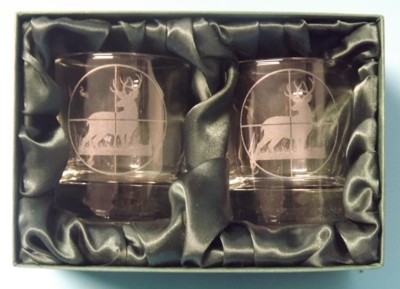Engraved Whisky Glasses x 2