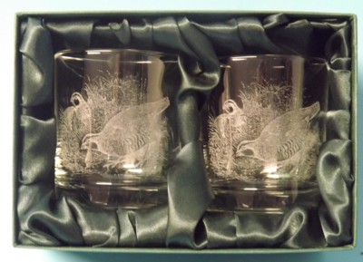 Engraved Whisky Glasses x 2