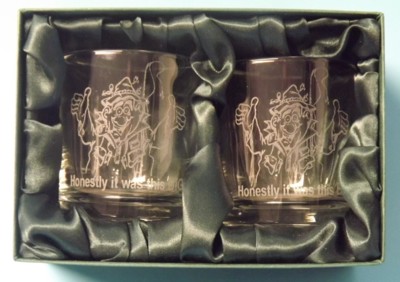Engraved Whisky Glasses x 2