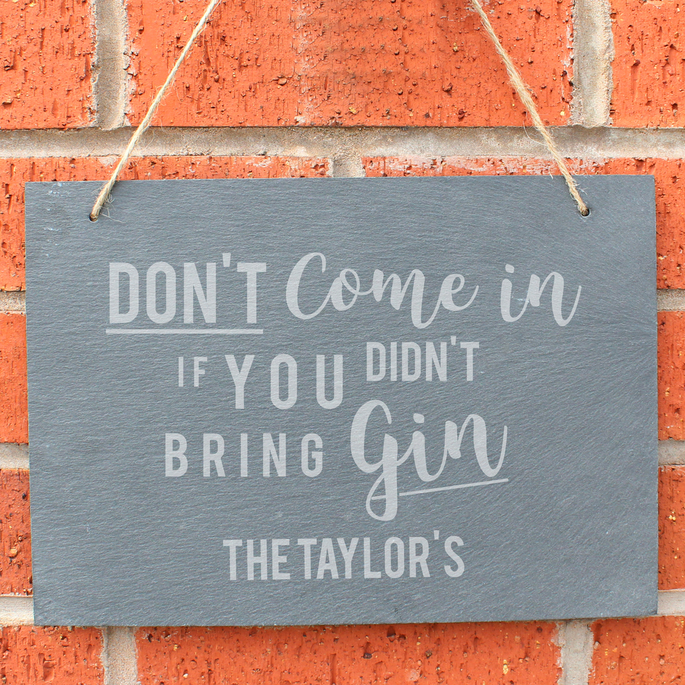 Personalised Gin Large Hanging Slate Sign