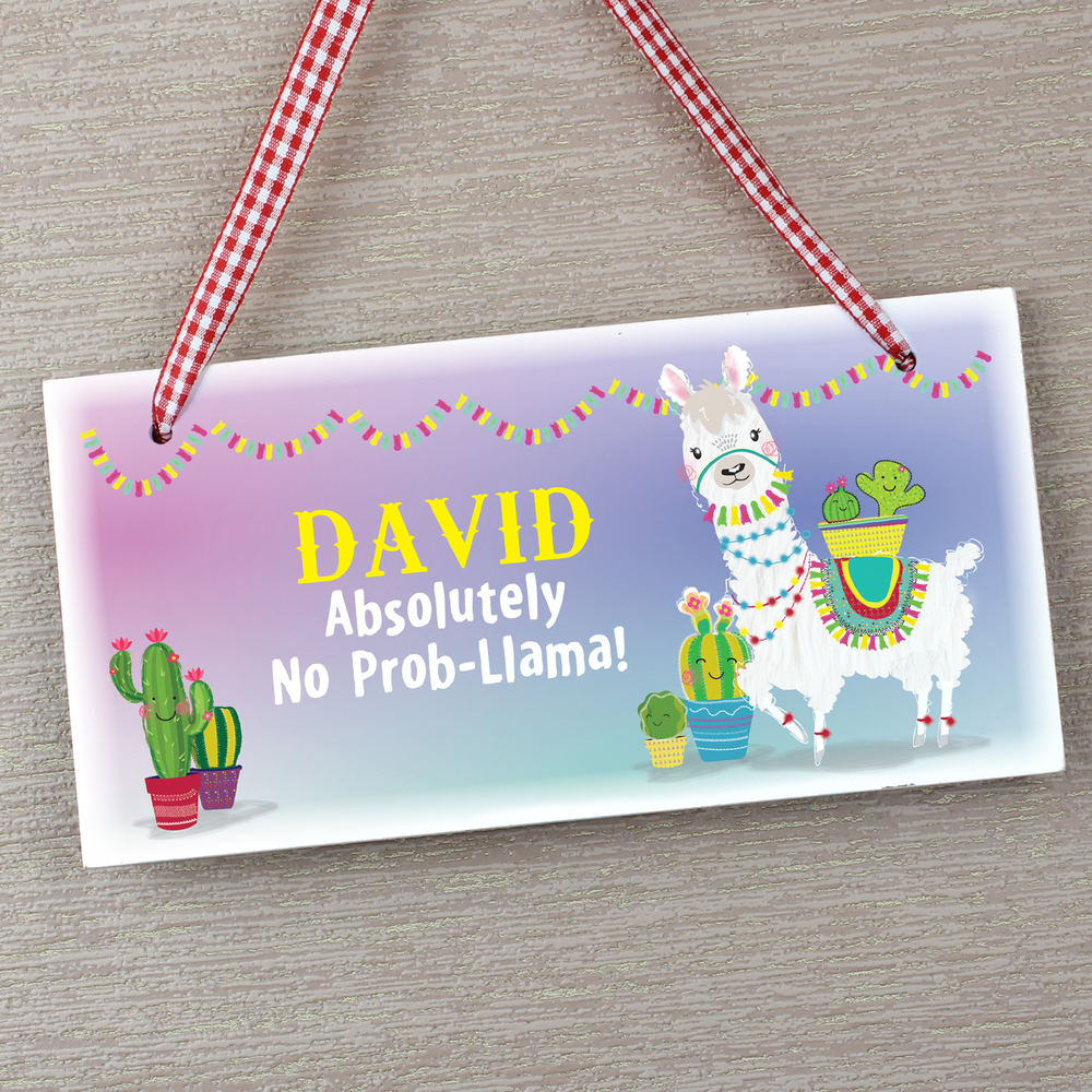 Personalised Llama Wooden Sign