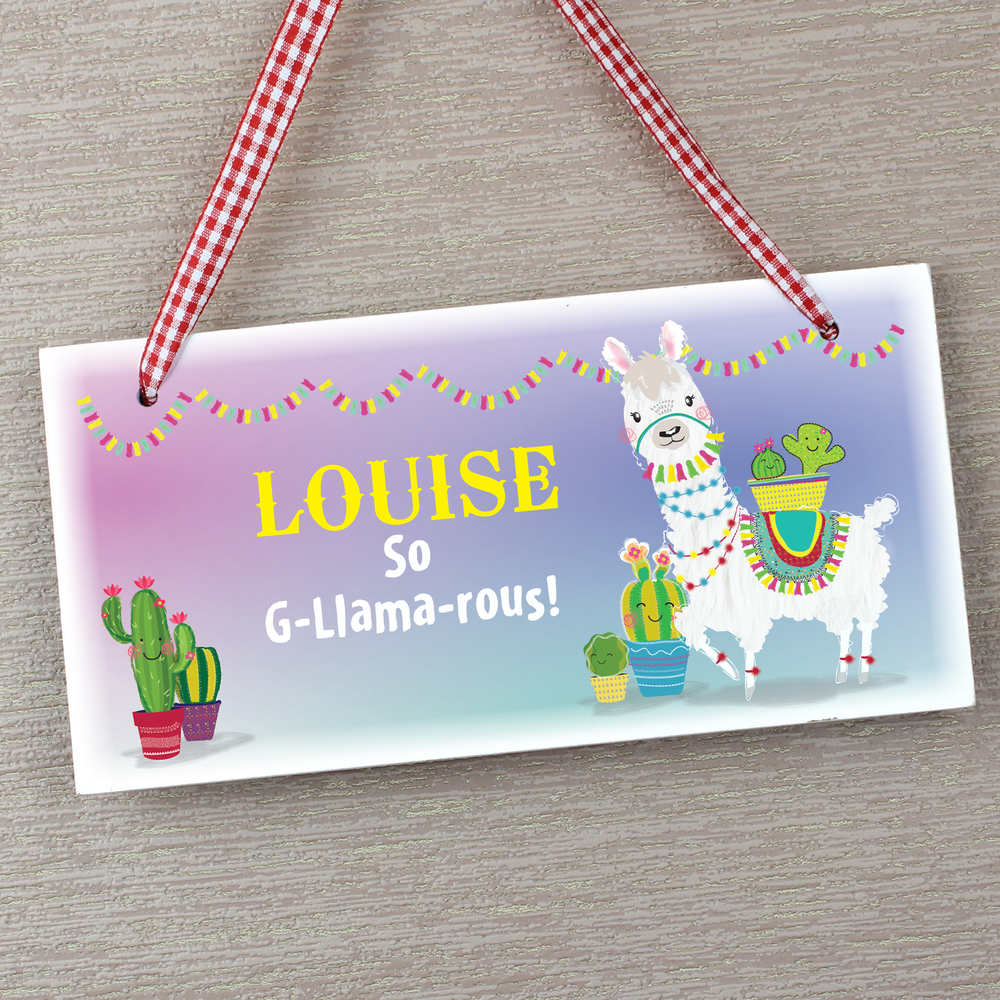 Personalised Llama Wooden Sign