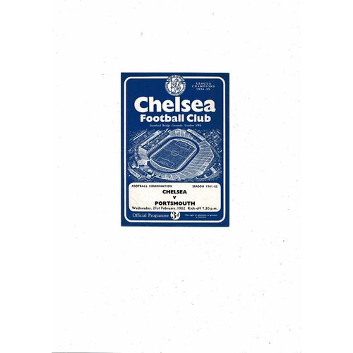 Chelsea v Portsmouth Football Combination Programme 1961/62