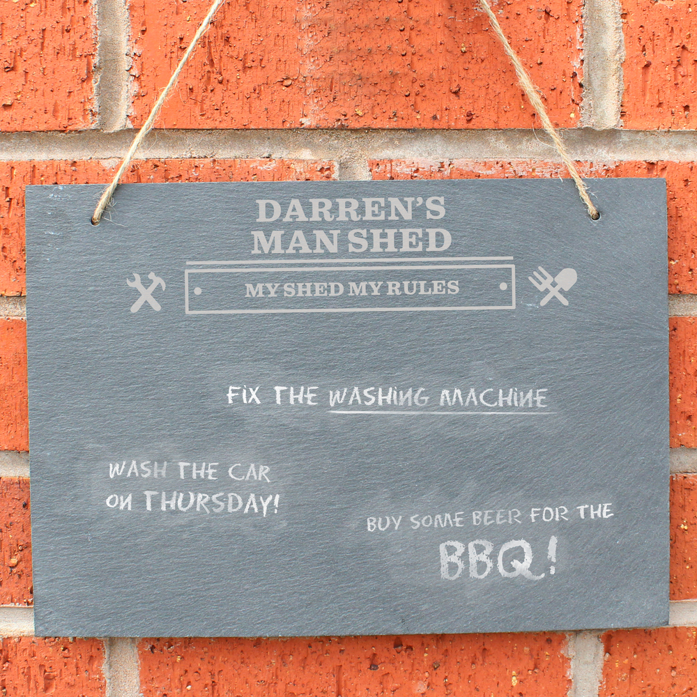 Personalised Man At Work Hanging Large Slate Sign