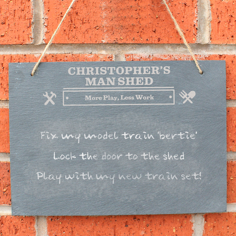 Personalised Man At Work Hanging Large Slate Sign