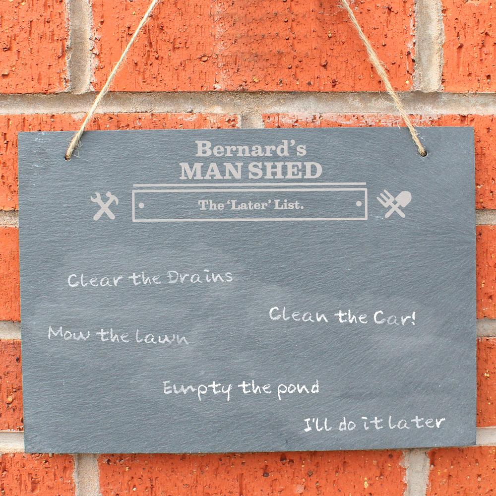 Personalised Man At Work Hanging Large Slate Sign