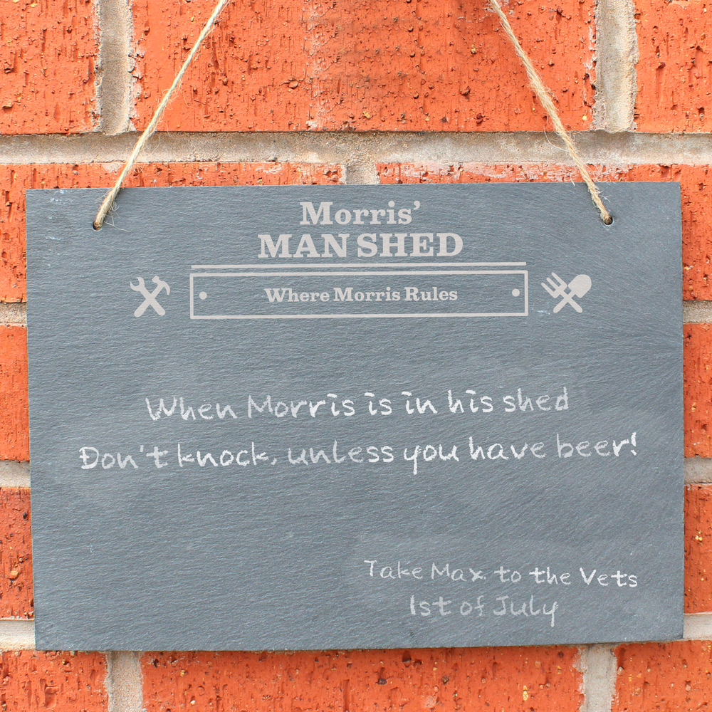 Personalised Man At Work Hanging Large Slate Sign