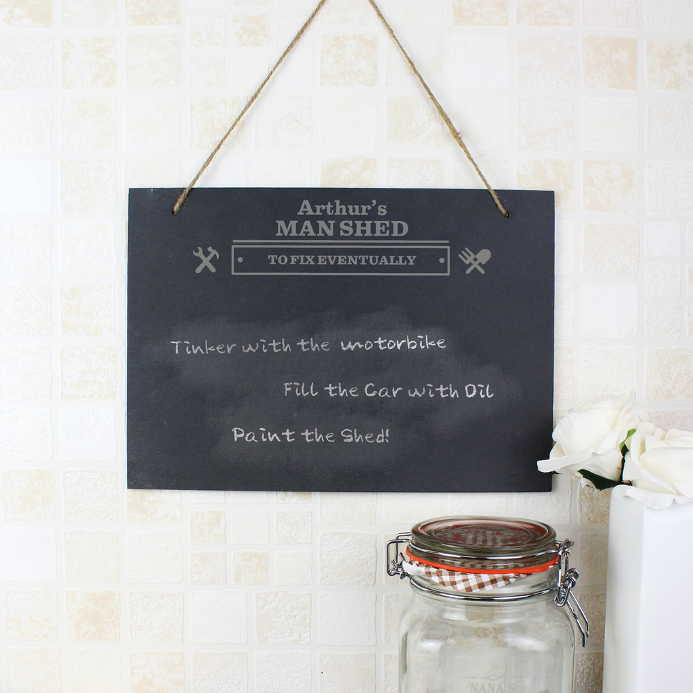 Personalised Man At Work Hanging Large Slate Sign